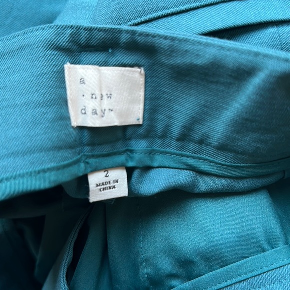 A New Day Teal Pleated Trouser Pant Front Slash Pocket Belted Size 2 & 18 avail. - Picture 11 of 12